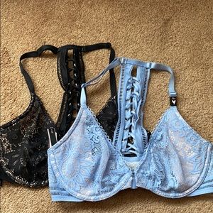 2 VS bras - very sexy unlined plunge racer back M